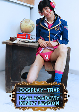 crossdress crossdressing femboy sissy trap costume anal porn panties dildo lingerie heels d.va dva overwatch academy schoolgirl uniform stripping hentai cosplay toy