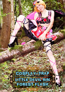 crossdress crossdresser crossdressing femboy sissy trap lewd cosplay porn love live little devil Rin Hoshizora demon heels lingerie costume demon tease strip skirt