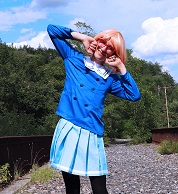 crossdress crossdresser crossdressing femboy sissy trap Kuriyama Mirai Kyoukai Kanata school uniform upskirt pantyhose flashing outdoor